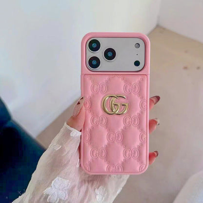 Luxury Stamped Quilted Heart Logo Case - iPhone 12-18 Pro & Pro Max