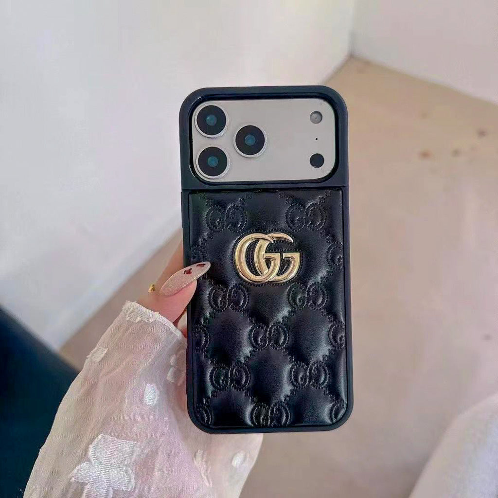 Luxury Stamped Quilted Heart Logo Case - iPhone 12-18 Pro & Pro Max