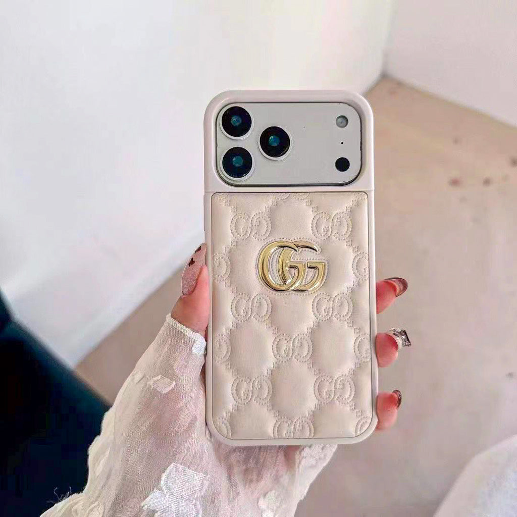 Luxury Stamped Quilted Heart Logo Case - iPhone 12-18 Pro & Pro Max