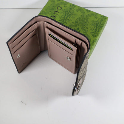 Luxury GUCCI Monogram Canvas Wallet Magnetic Clasp