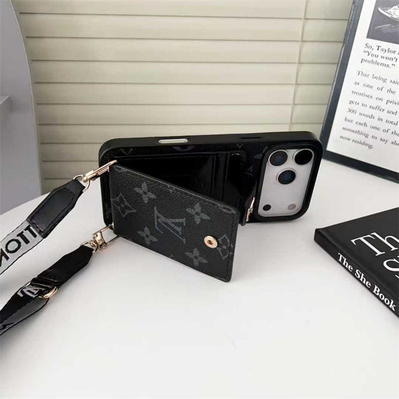 Lv Leather Card Holder Case Crossbody for iPhone 12-18 Pro & Pro Max