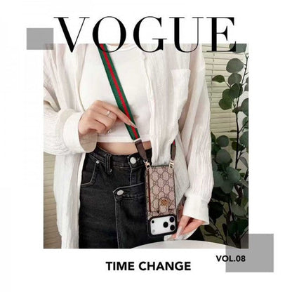 Lv Leather Card Holder Case Crossbody for iPhone 12-18 Pro & Pro Max