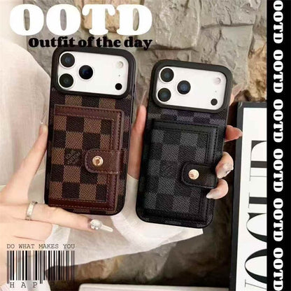 Lv Leather Card Holder Phone Case For iPhone 12-18 Pro & Pro Max