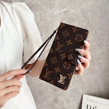 MONOGRAM CANVAS LEATHER WALLET SAMSUNG MOBILE PHONE CASE Roxy New