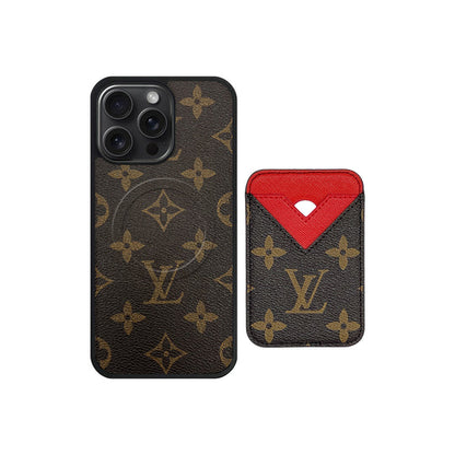 Set Magsafe Cardholder LV Monogram with Case For iPhone 12-18 Pro & Pro Max