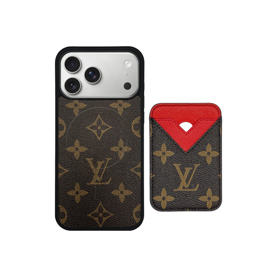 Set Magsafe Cardholder LV Monogram with Case For iPhone 12-18 Pro & Pro Max