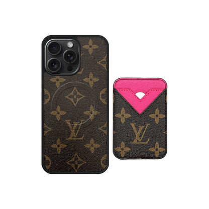 Set Magsafe Cardholder LV Monogram with Case For iPhone 12-18 Pro & Pro Max