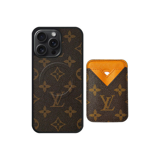 Set Magsafe Cardholder LV Monogram with Case For iPhone 12-18 Pro & Pro Max