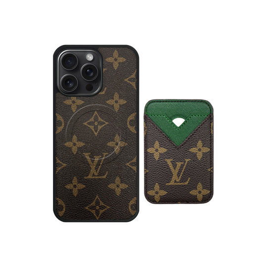 Set Magsafe Cardholder LV Monogram with Case For iPhone 12-18 Pro & Pro Max