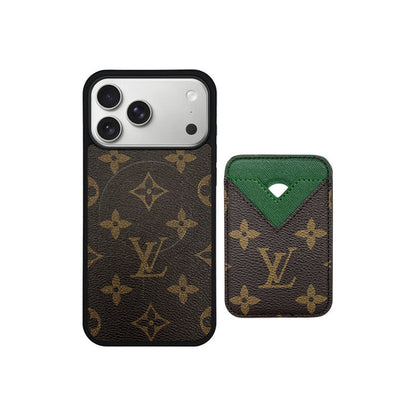 Set Magsafe Cardholder LV Monogram with Case For iPhone 12-18 Pro & Pro Max
