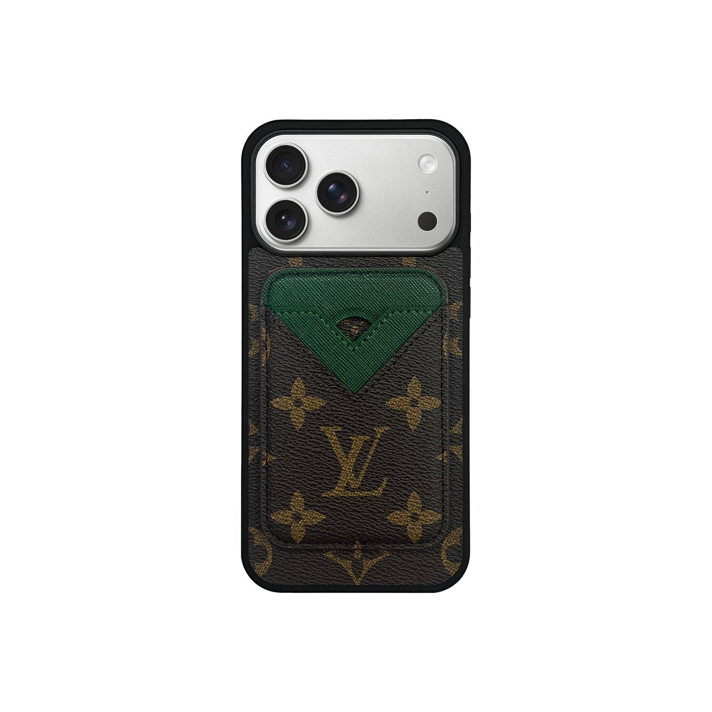 Set Magsafe Cardholder Orange LV Monogram Brown with Case For iPhone 12-17 Series