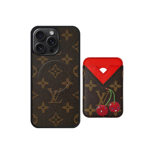 Set Magsafe Cardholder LV Monogram with Case For iPhone 12-18 Pro & Pro Max