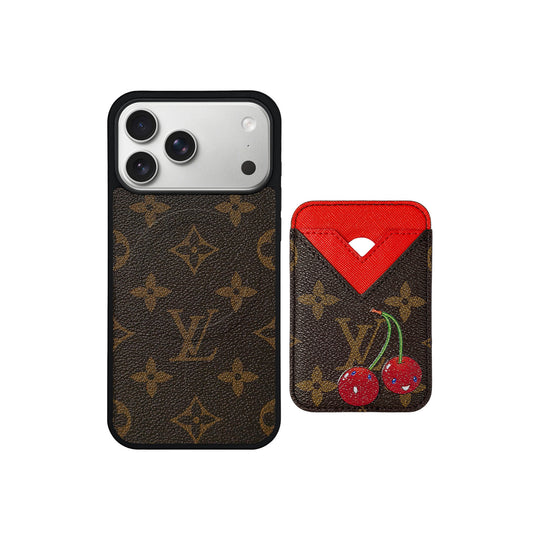 Set Magsafe Cardholder LV Monogram with Case For iPhone 12-18 Pro & Pro Max