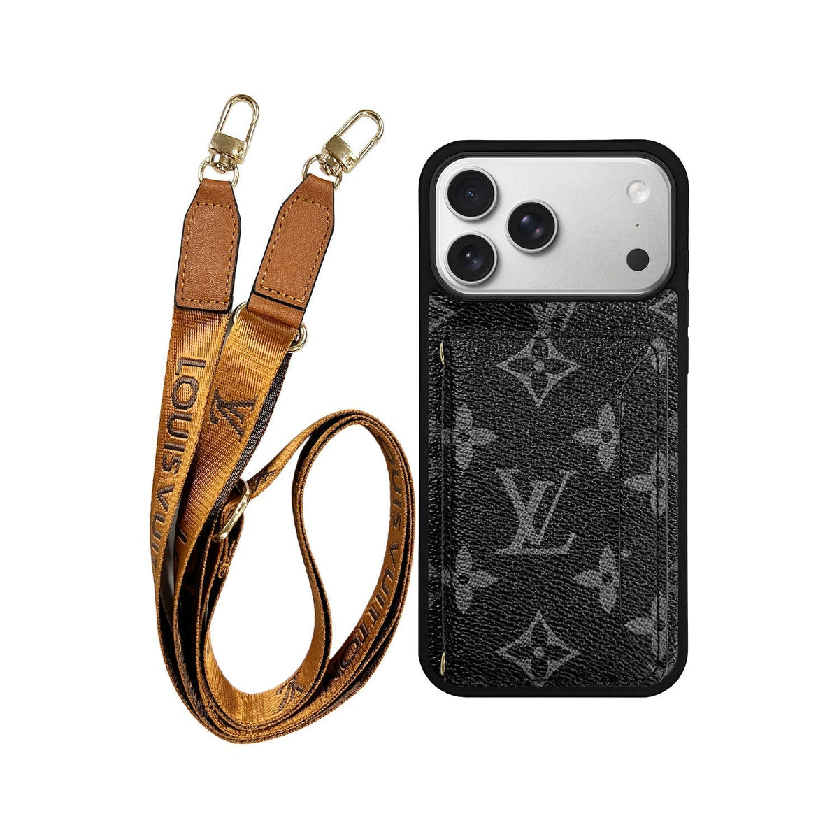 LV Monogram Cardholder Fully Covered Lanyard for iPhone 12-18 Pro & Pro Max