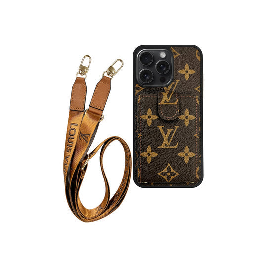LV Brown Monogram Cardholder Lanyard for iPhone 12-18 Pro & Pro Max