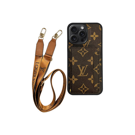LV Monogram Cardholder Fully Covered Lanyard for iPhone 12-18 Pro & Pro Max