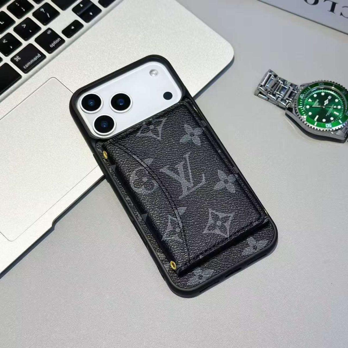 Luxury Card Holder Wallet LV Style Phone Case for iPhone 12-18 Pro & Pro Max