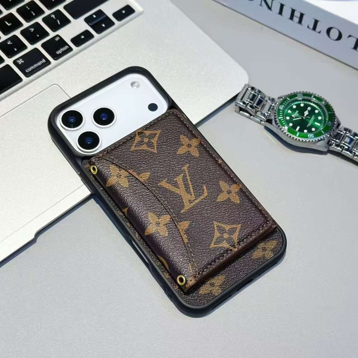 Luxury Card Holder Wallet LV Style Phone Case for iPhone 12-18 Pro & Pro Max