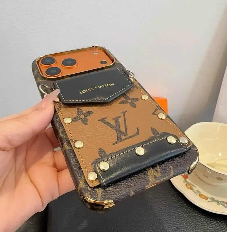 Luxury LV Phone Case with Strap For iPhone 12-18 Pro & Pro Max