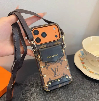 Luxury LV Phone Case with Strap For iPhone 12-18 Pro & Pro Max