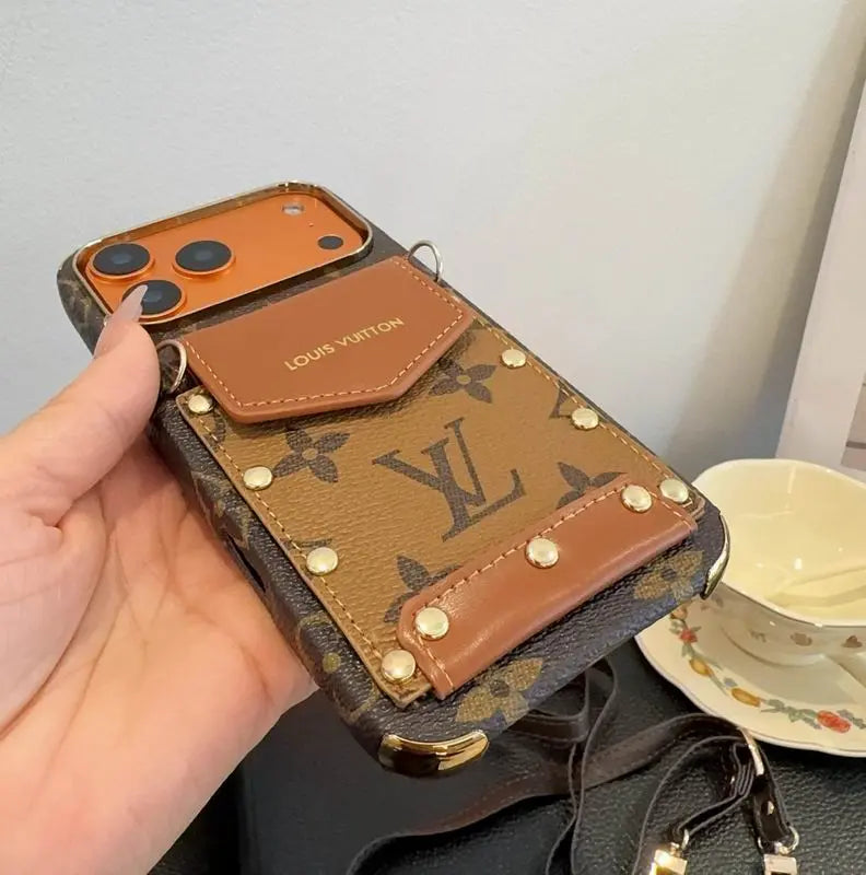Luxury LV Phone Case with Strap For iPhone 12-18 Pro & Pro Max