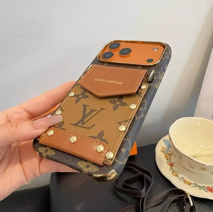 Luxury LV Phone Case with Strap For iPhone 12-18 Pro & Pro Max