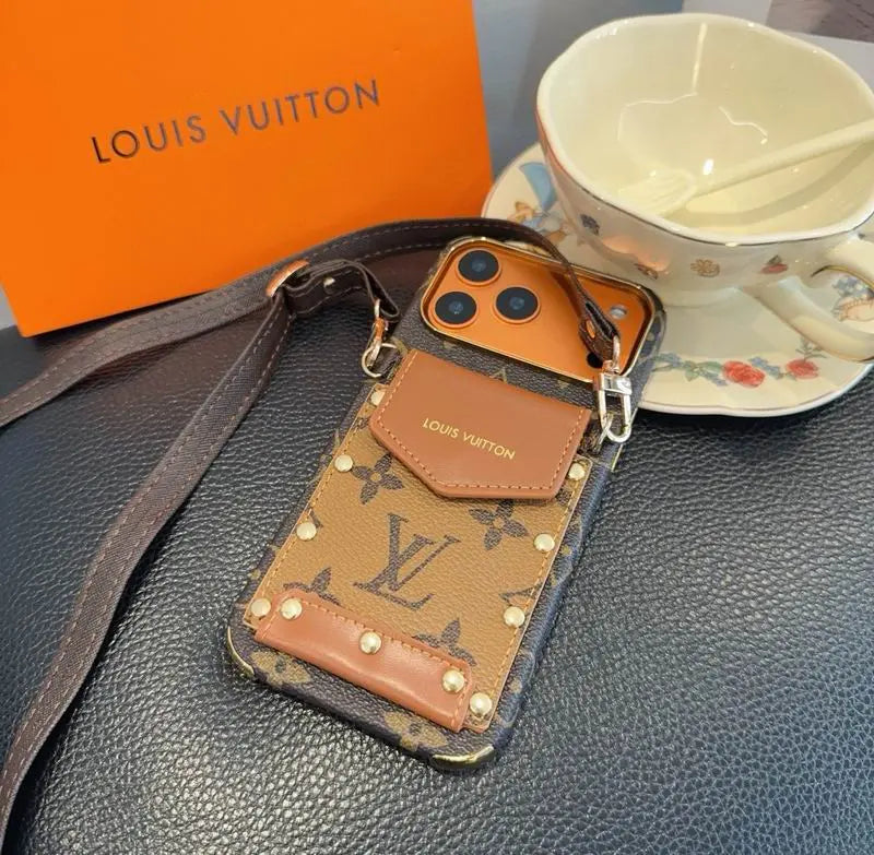 Luxury LV Phone Case with Strap For iPhone 12-18 Pro & Pro Max
