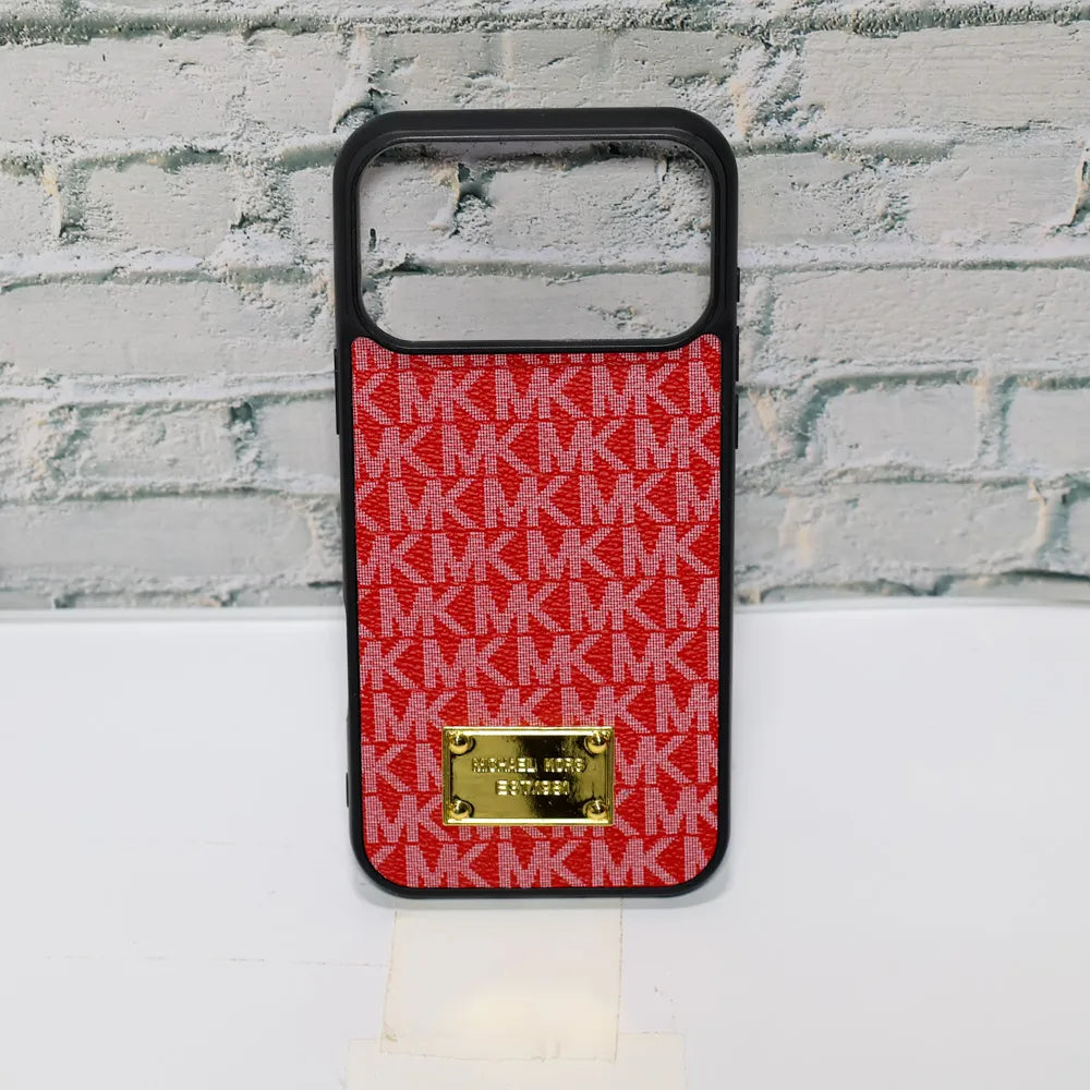 MK Leather Phone Case Metal Plate for iPhone 12-17