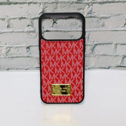MK Leather Phone Case Metal Plate for iPhone 12-17