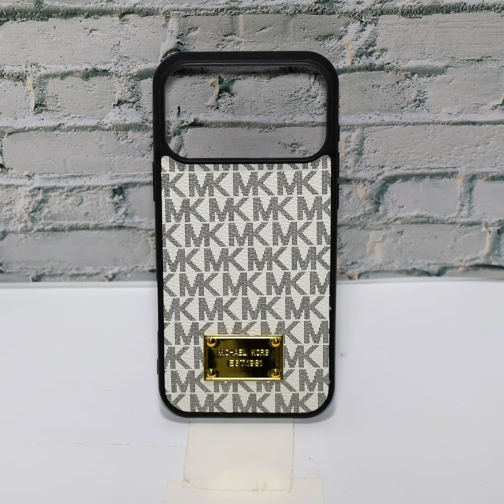 MK Leather Phone Case Metal Plate for iPhone 12-17