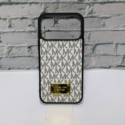 MK Leather Phone Case Metal Plate for iPhone 12-17