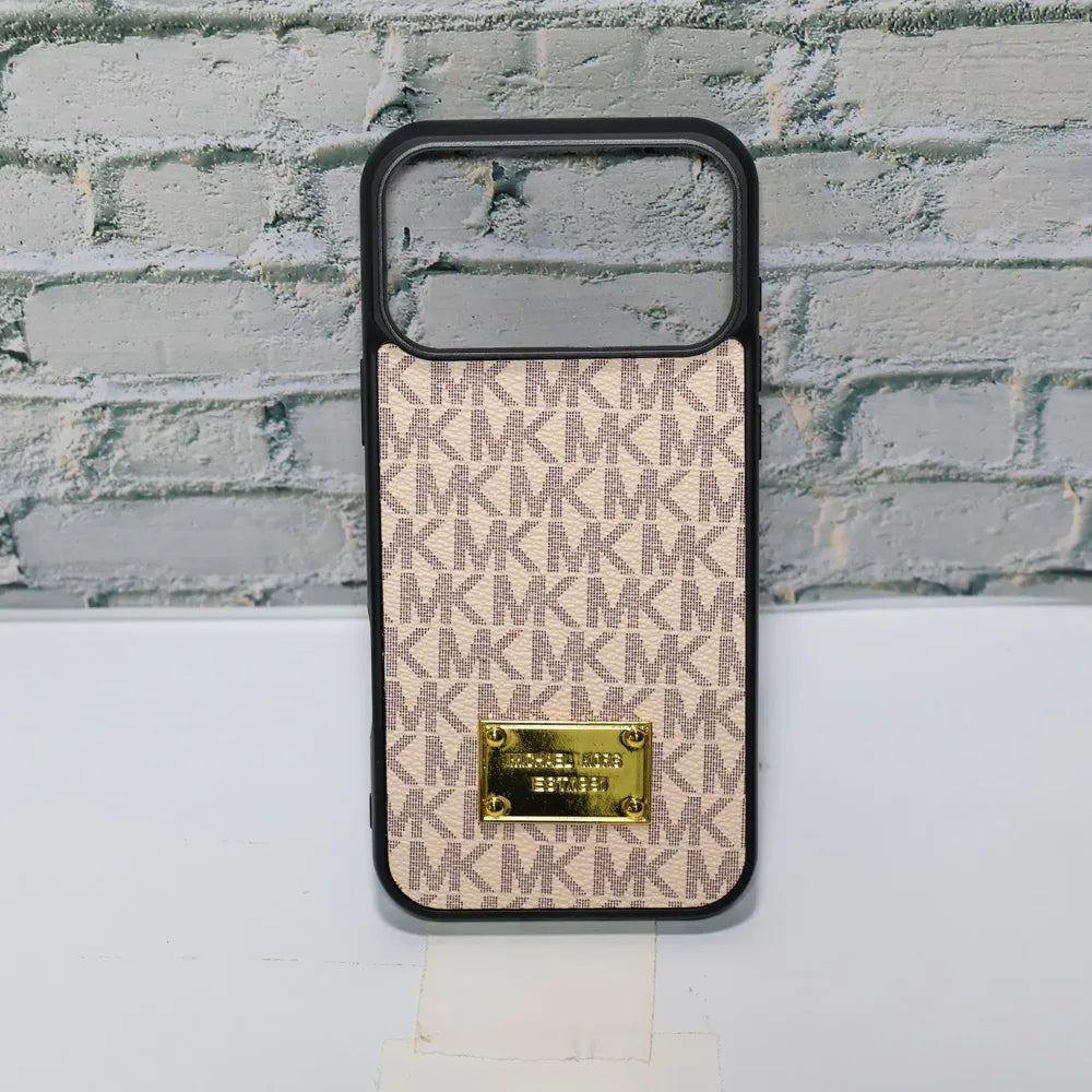 MK Leather Phone Case Metal Plate for iPhone 12-17