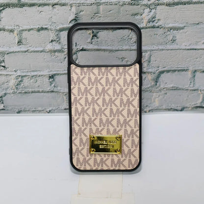 MK Leather Phone Case Metal Plate for iPhone 12-17