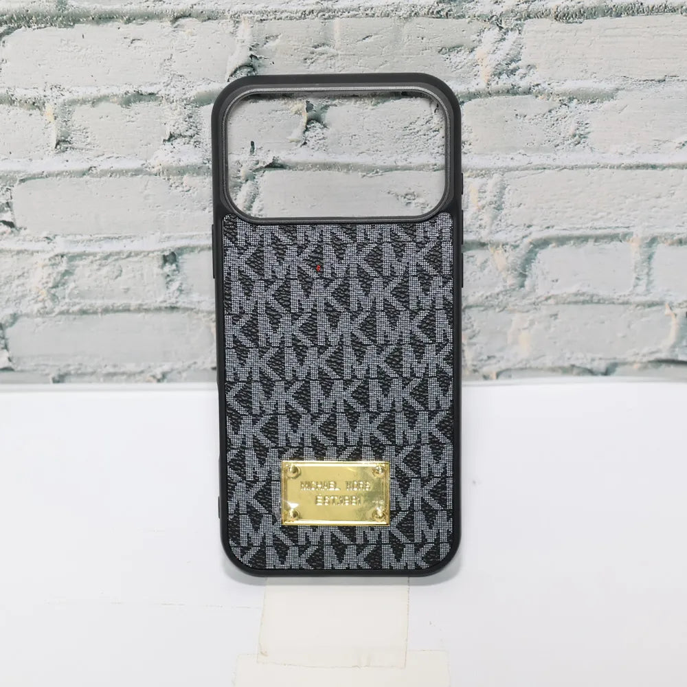 MK Leather Phone Case Metal Plate for iPhone 12-17