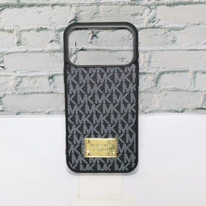 MK Leather Phone Case Metal Plate for iPhone 12-17
