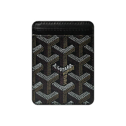 Premium Classic Black magnetic MagSafe card holder with a luxurious geometric pattern