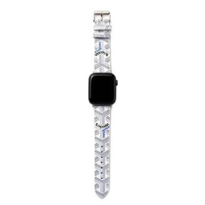 Chic White GYD Monogram Apple Watch Strap