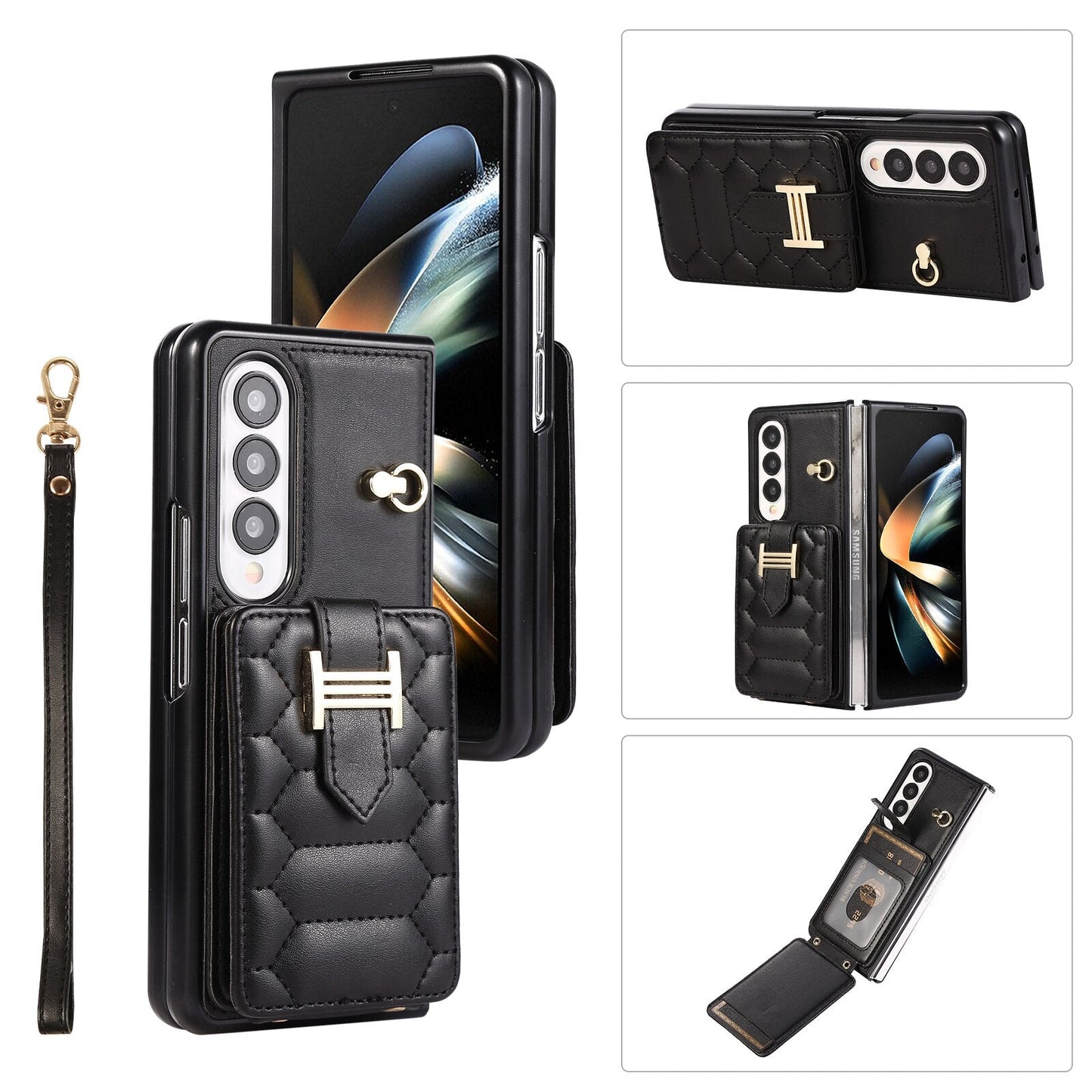 Crossbody Lanyard Phone Case With Wrist Strap And 2 Cards Holder And kicKstand for Samsung Galaxy Z Fold 5 /Fold4 CaseSpot