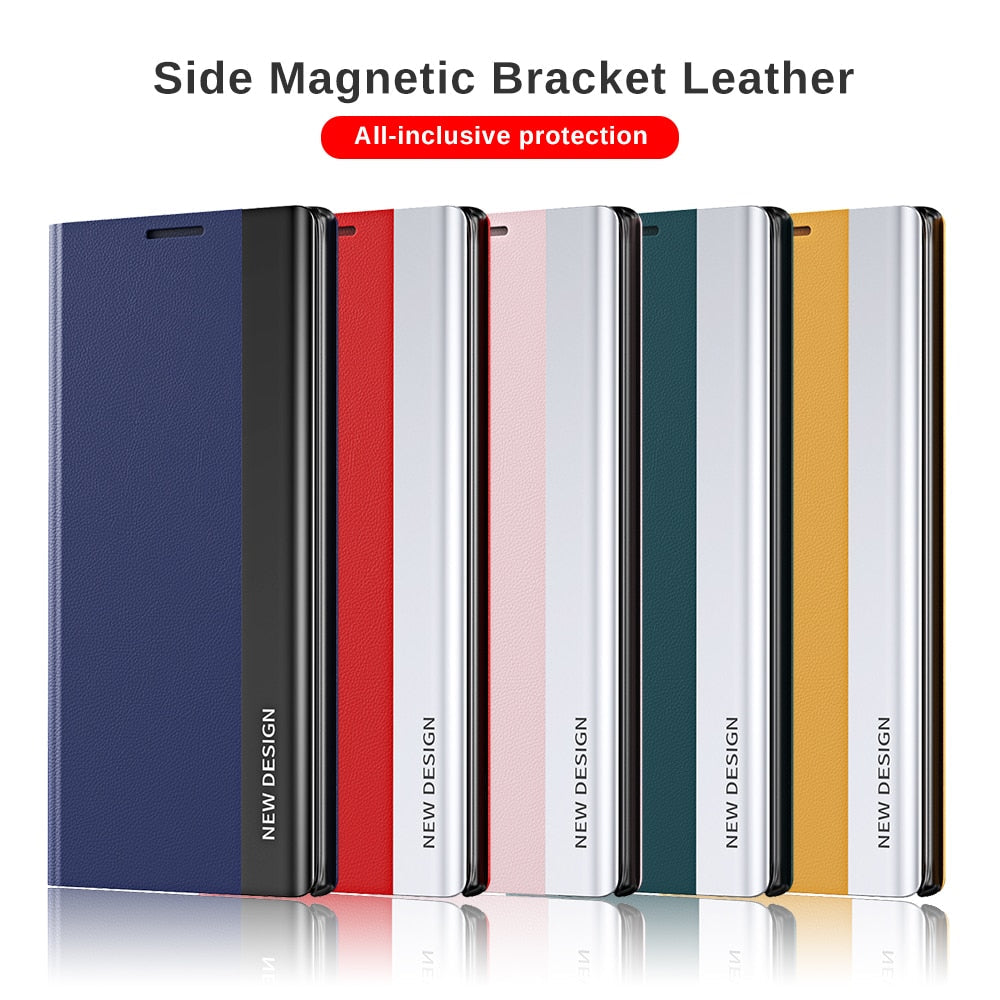 Luxury 6D Plating Leather Flip Magnetic Book Stand Cover For S23 Series - theroxymob