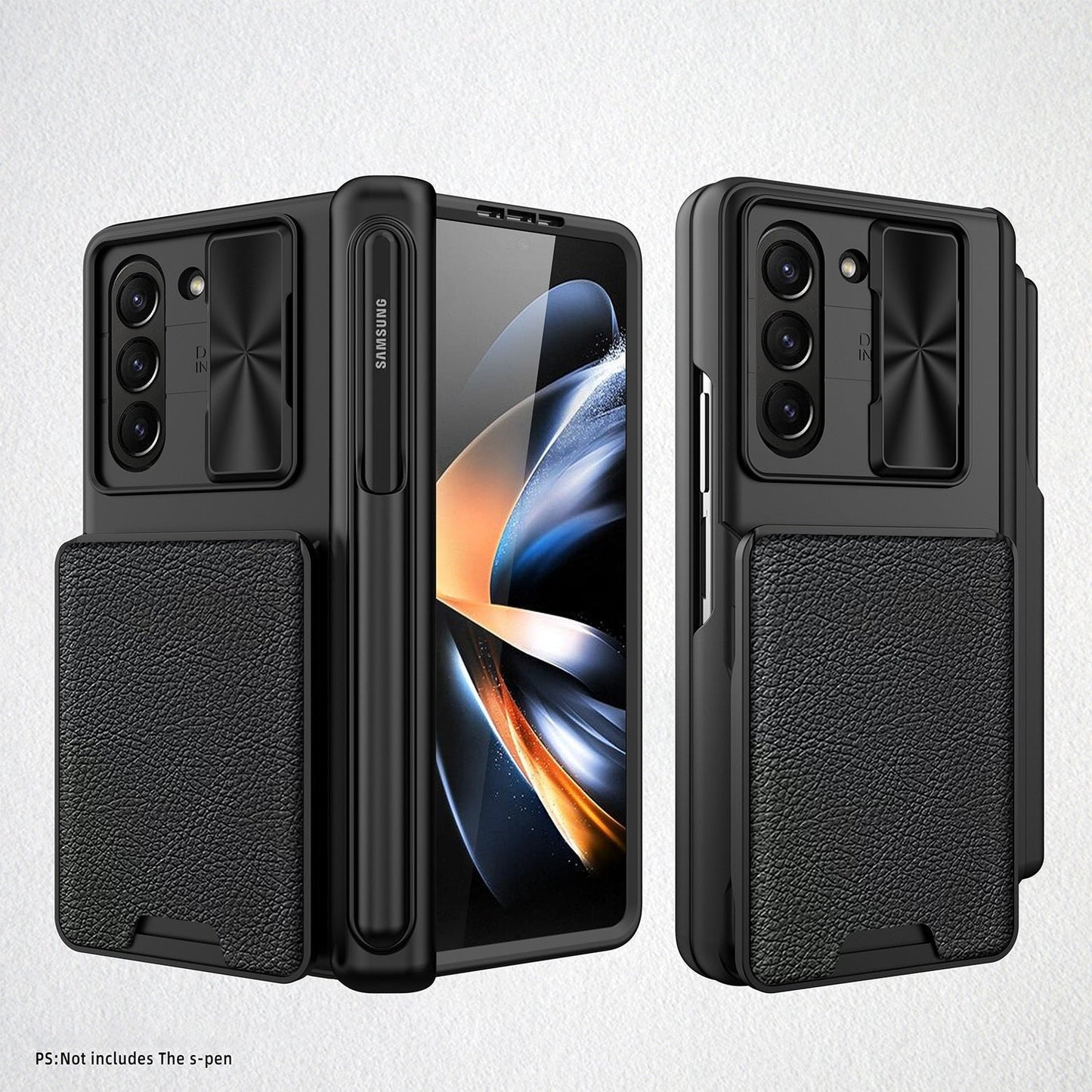 For Samsung Galaxy Z Fold5 Fold 5 Case with S Pen Holder Hard Leather Wallet Card Bag Cover CaseSpot