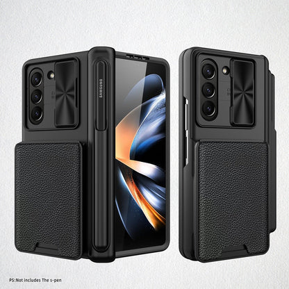 For Samsung Galaxy Z Fold5 Fold 5 Case with S Pen Holder Hard Leather Wallet Card Bag Cover CaseSpot