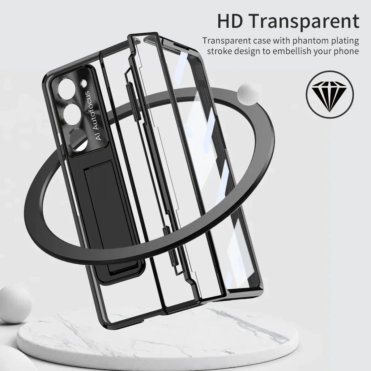 Hinge Z Fold 6, 5, 4 Wireless Transparent Kickstand Case theroxymob