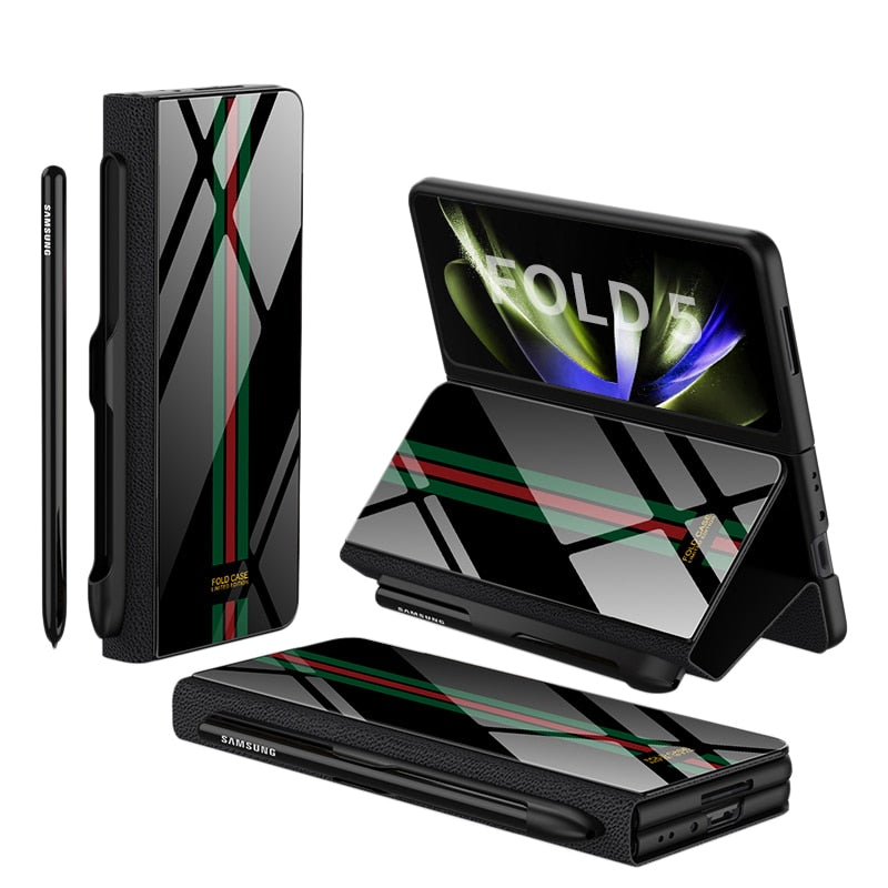 Shockproof Armor Case  Case Glass Cover Stand Insert Card Leather Case for Samsung Galaxy Z Fold 5/4 CaseSpot