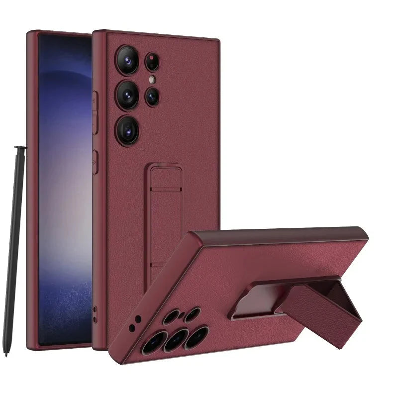 Leather Kickstand Holder Fall Shockproof Cover For Samsung S24 Series CaseSpot