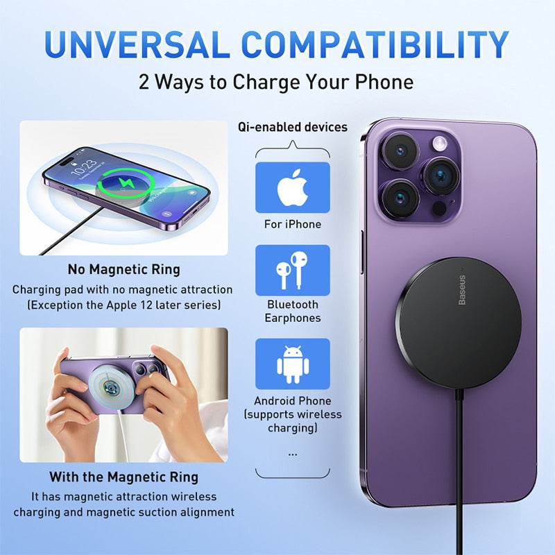 15W Magnetic Wireless Chargers For iPhone / Airpods Pro - theroxymob