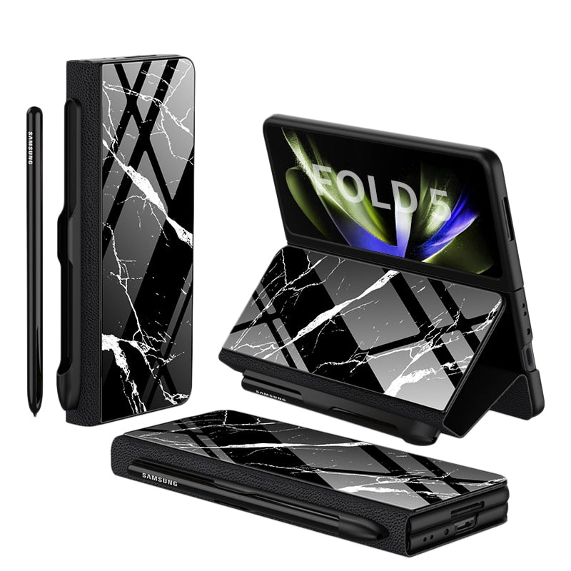 Shockproof Armor Case  Case Glass Cover Stand Insert Card Leather Case for Samsung Galaxy Z Fold 5/4 CaseSpot