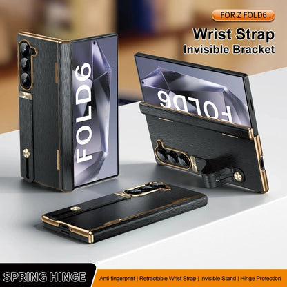 PortaLeather Z Fold 6, 5, 4 Kickstand Hinge Wristband Case theroxymob