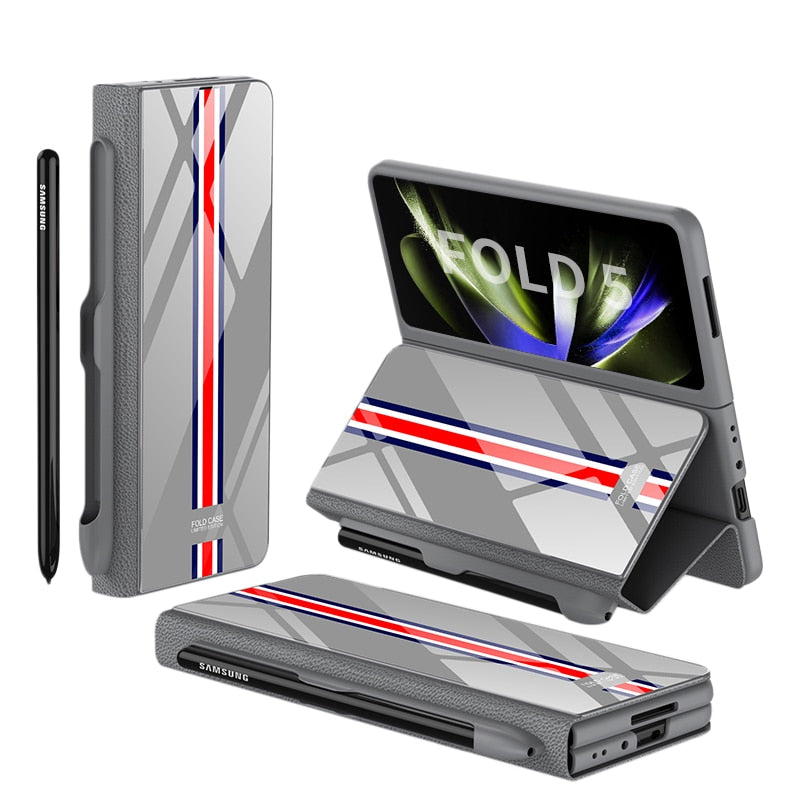 Shockproof Armor Case  Case Glass Cover Stand Insert Card Leather Case for Samsung Galaxy Z Fold 5/4 CaseSpot