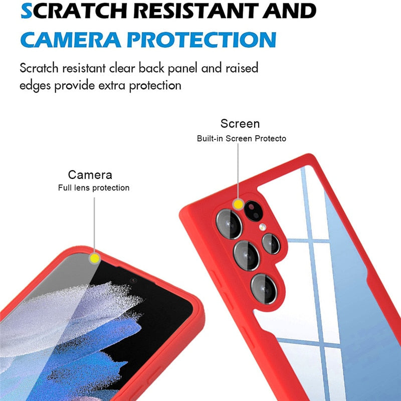 Silicon 360° Double Side For Samsung Galaxy S24-23 SeriesCase Film Screen Protector Bumper Cover Luxury_Covers