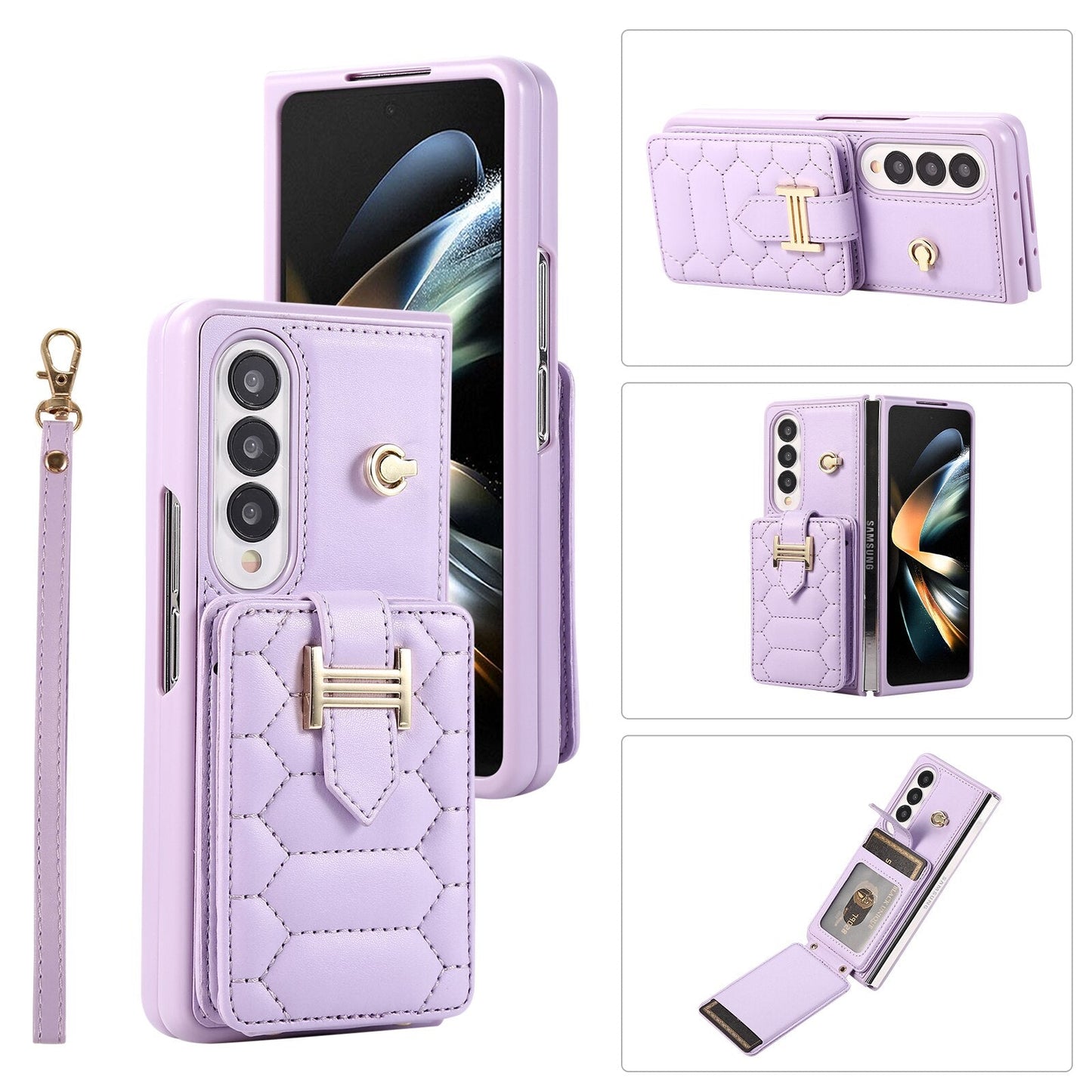 Crossbody Lanyard Phone Case With Wrist Strap And 2 Cards Holder And kicKstand for Samsung Galaxy Z Fold 5 /Fold4 CaseSpot